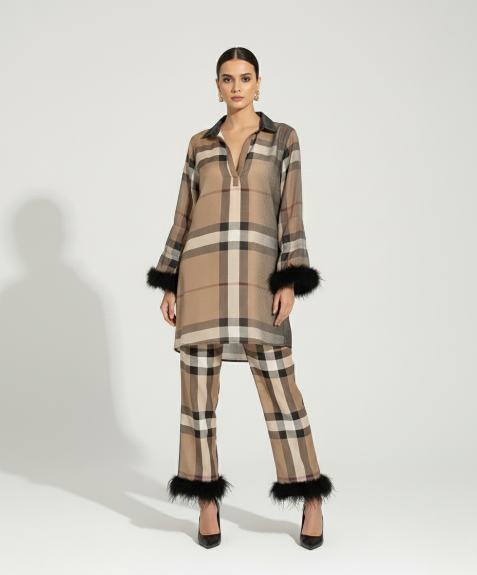 Plaid Nude Co-ord Set